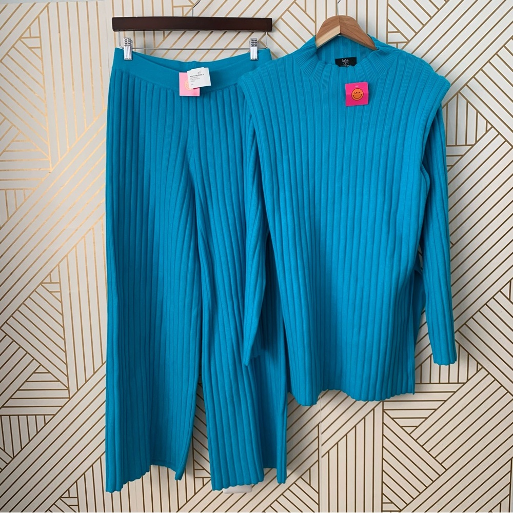 Dressed in LALA NWT New Era Luxe Knit Set Size in Electric Blue Ribbed knit L
